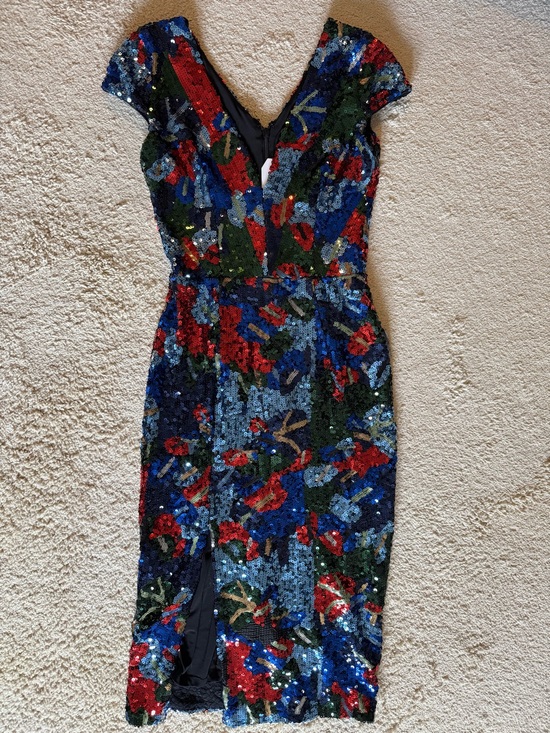 Dress the Population Dresses & Skirts - Dress the Population Cobalt Multi Sequin Midi Dress NWT Size S